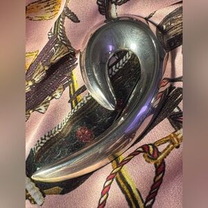 Polished Silver Curved Sculptural pin! Cannot read makers mark! Not tested!